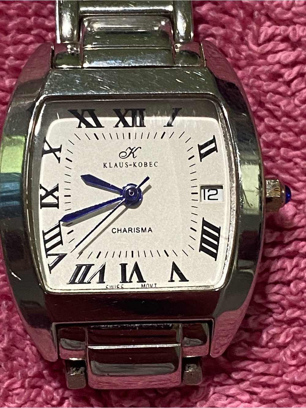 Klaus-Kobec Charisma Silver Watch with Blue Hands